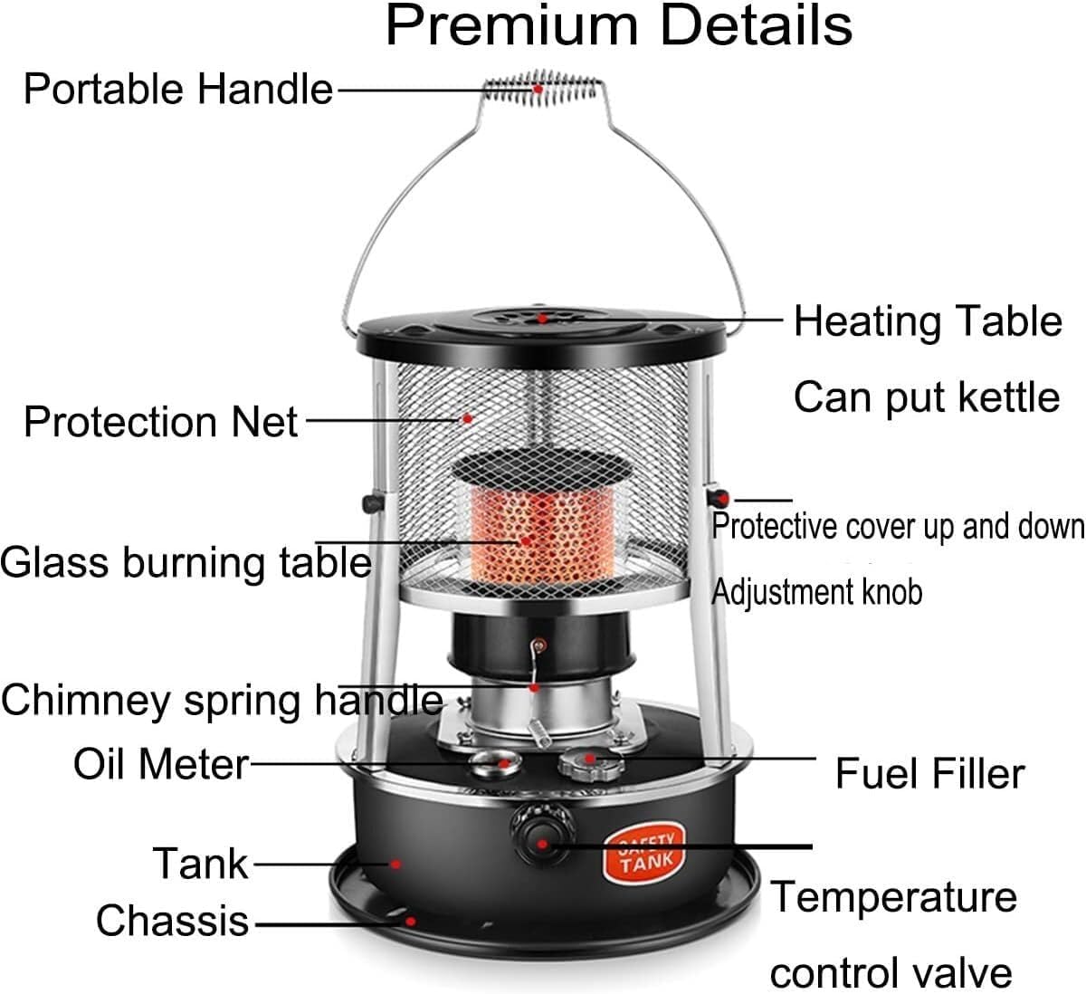 Portable Kerosene Heater for Camping 2600W Powerful 5KG Durable