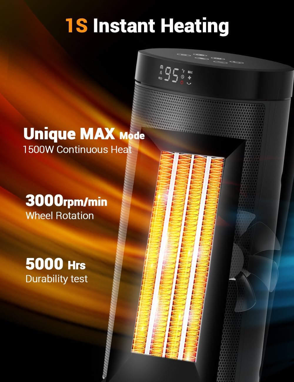 Sunnote Space Heater 1500W Fast Heating with Remote Control