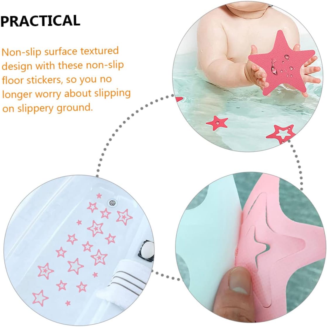 HAKIDZEL 12 Pcs Anti-Slip Star Pattern Bathtub Stickers