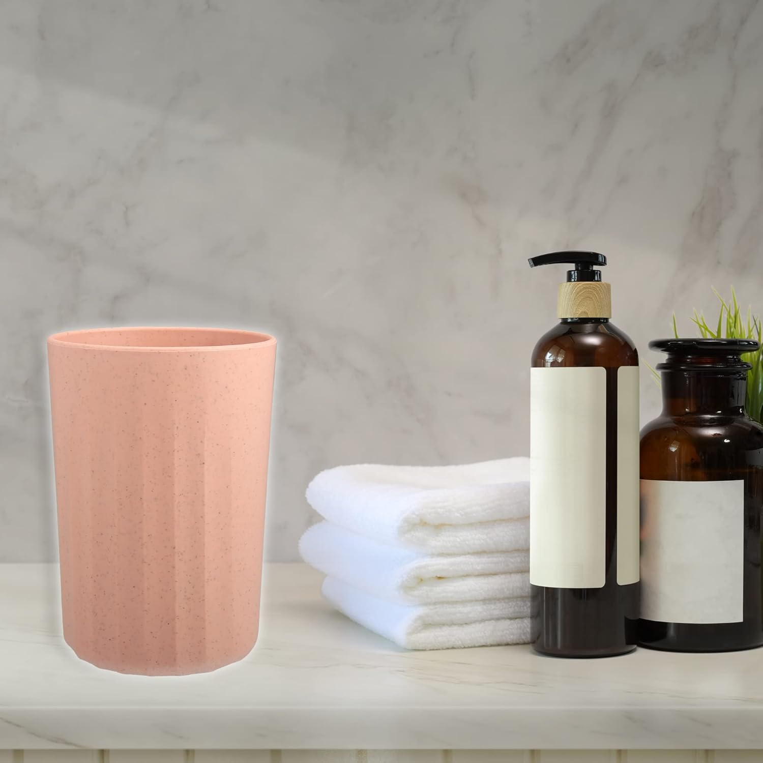 VOCOSTE 1Pc Toothbrush Holder with Smooth Lines and Wheat Straw Design