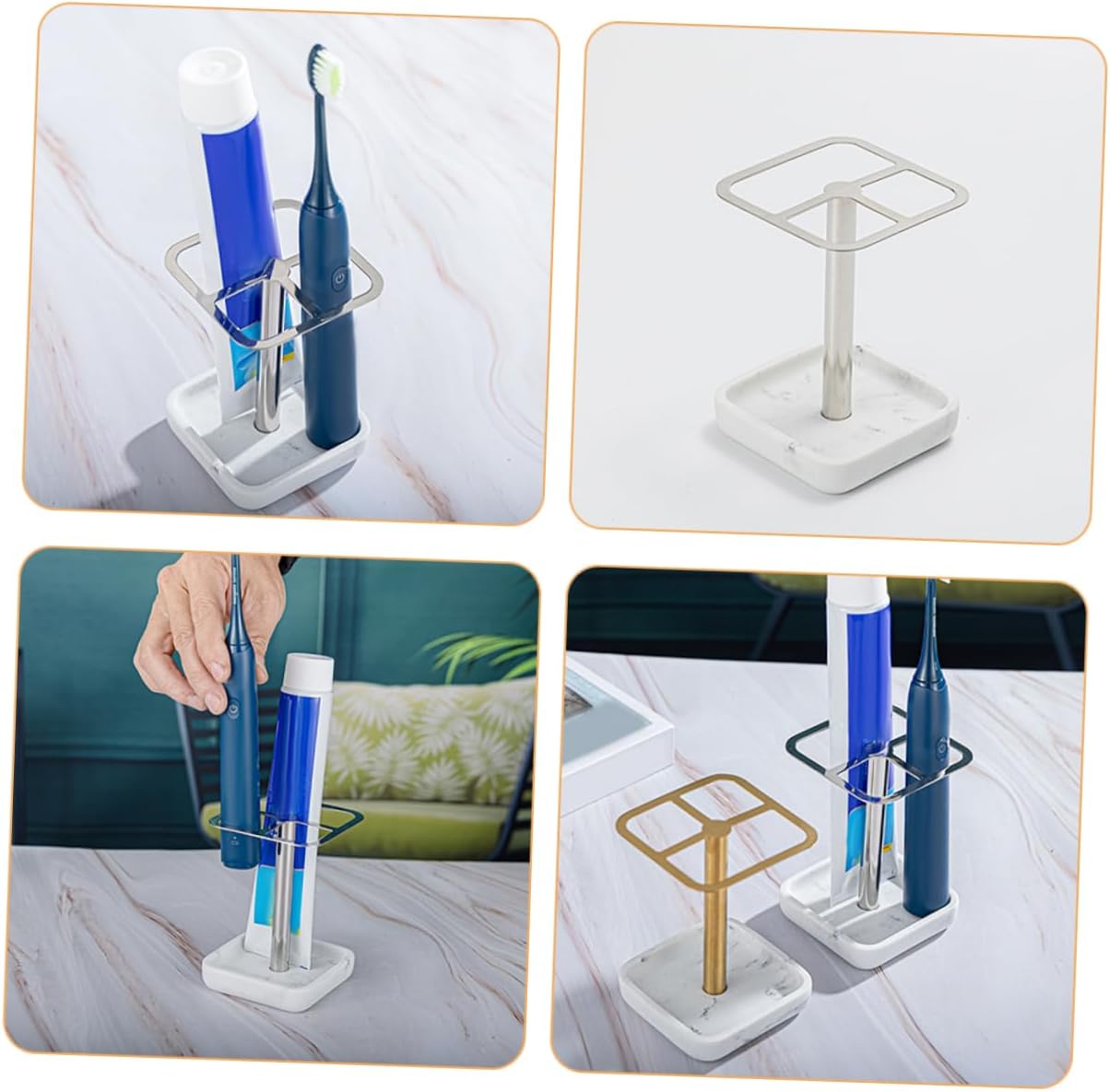 Stylish White Marble Toothbrush Holder for Bathroom