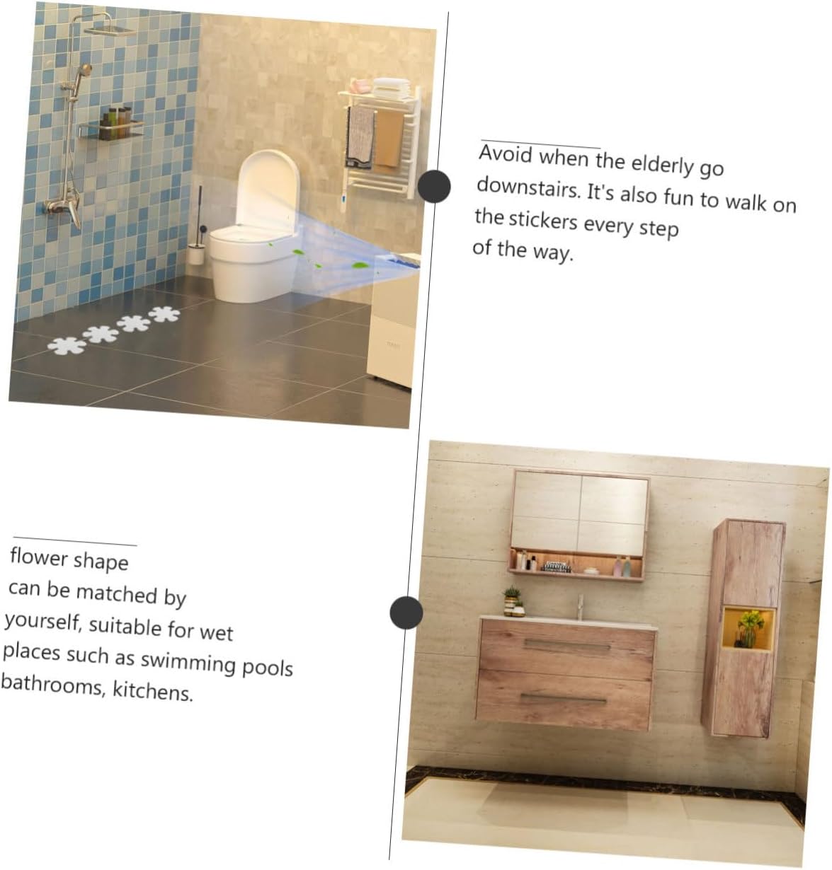 LIFKOME Anti-Slip Bath Stickers with Flower Shell Design