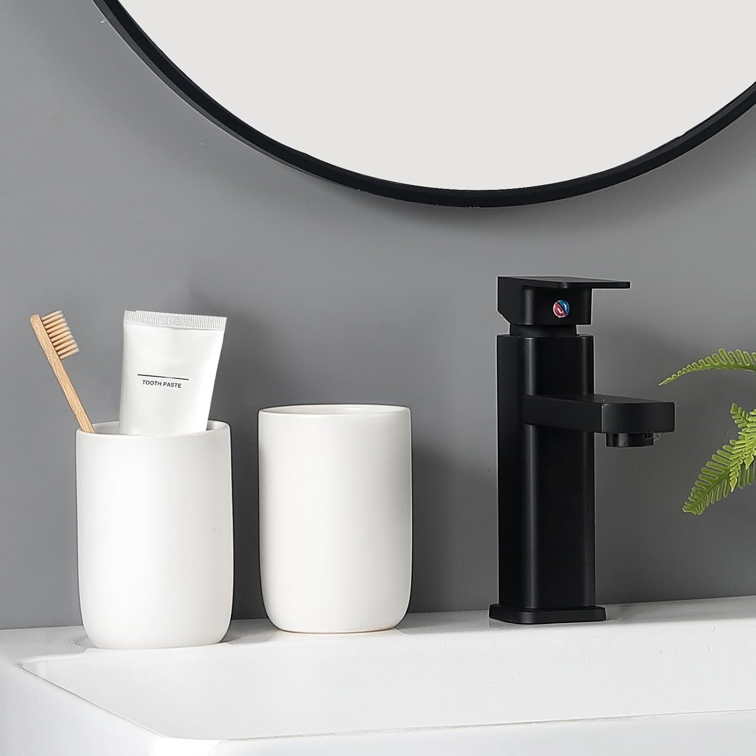 Ceramic Soap Dispenser Set with Toothbrush Holders