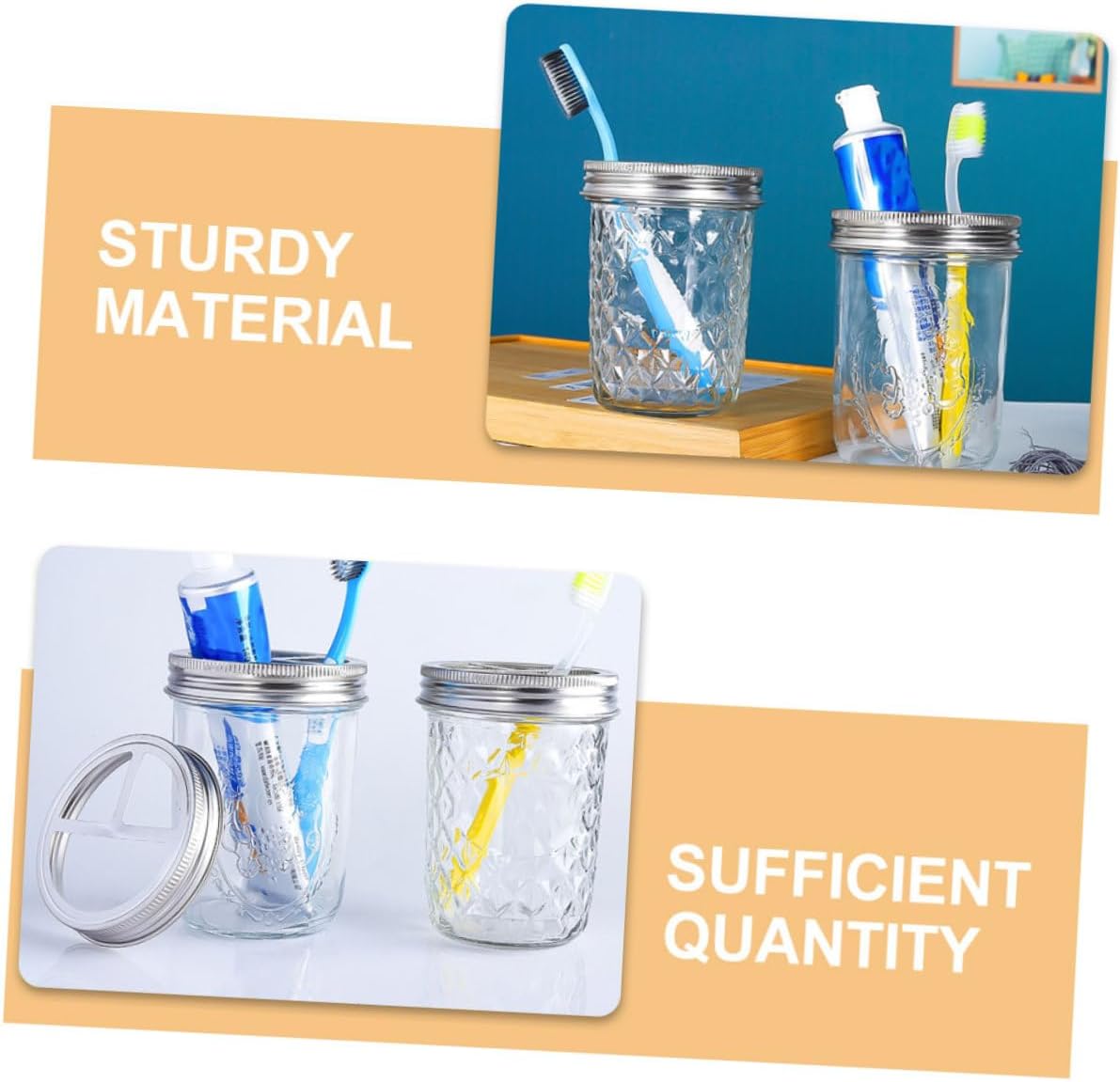 HOLIDYOYO 5 Pcs Stainless Steel Toothbrush Holder Lids