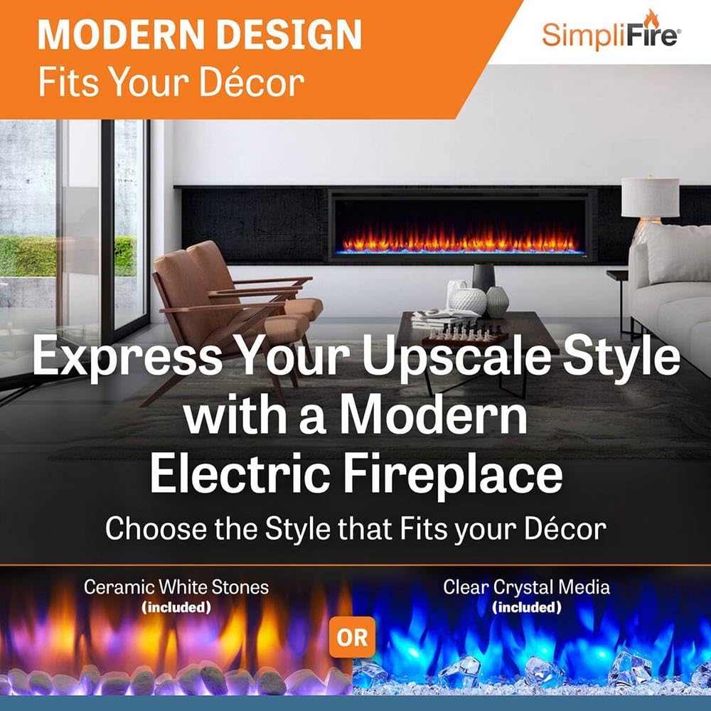 SimpliFire 70-Inch Allusion Platinum Electric Fireplace