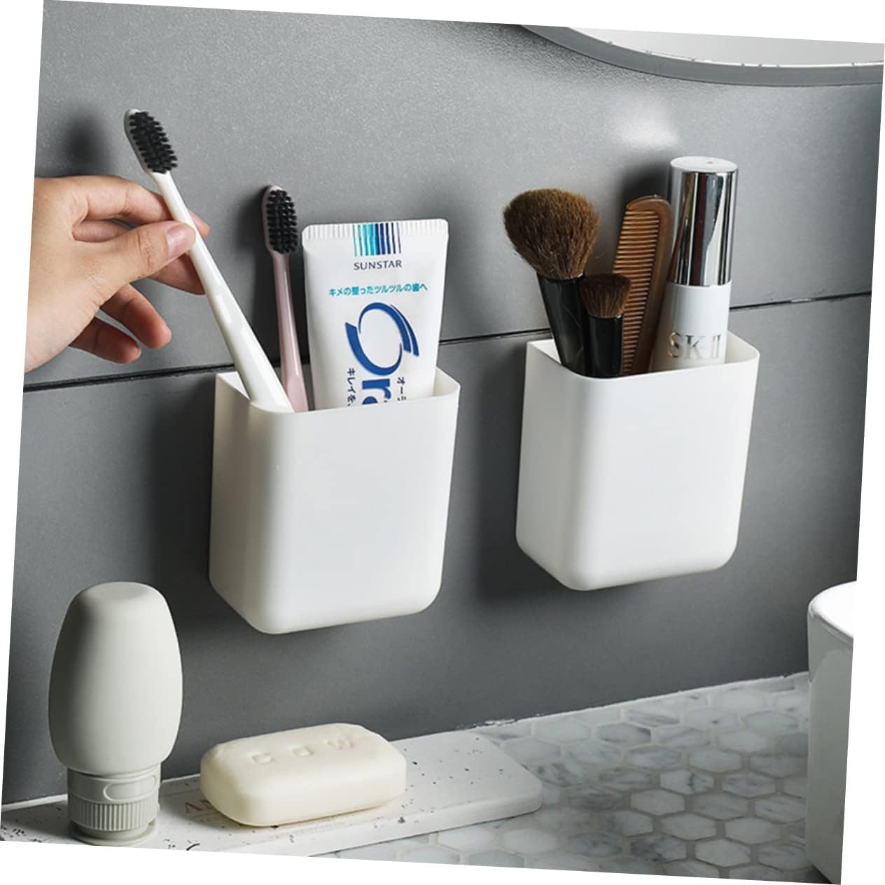 LIFKOME Wall Mounted Toothbrush and Toothpaste Holder