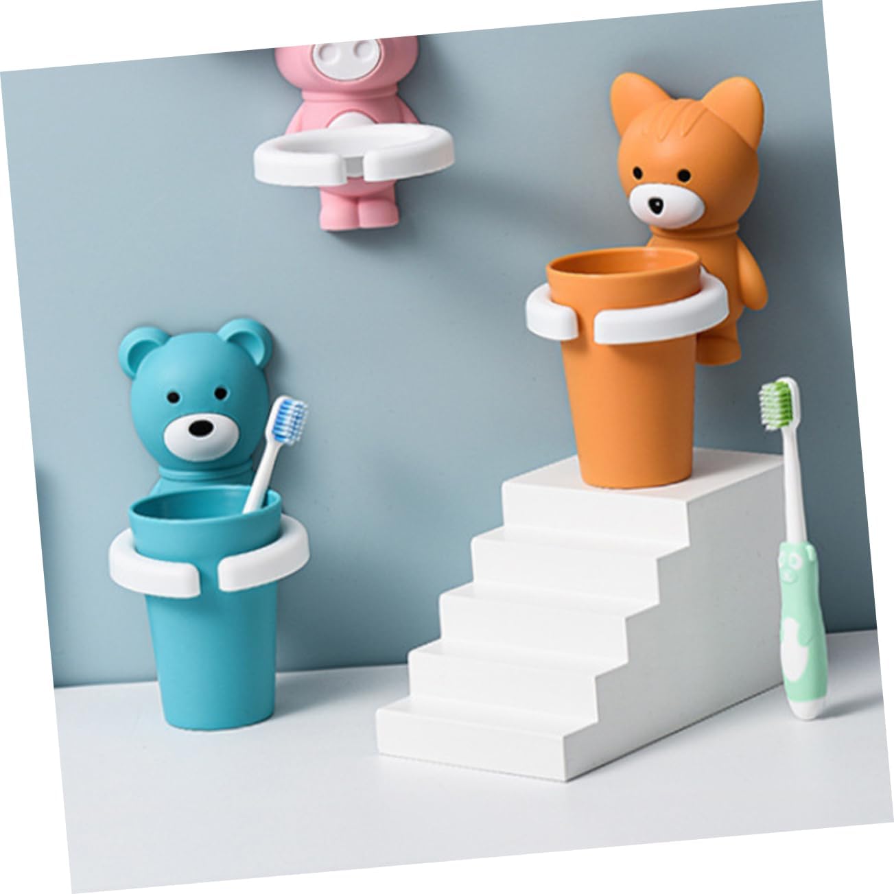 PLAFOPE Wall Toothbrush Holder Set