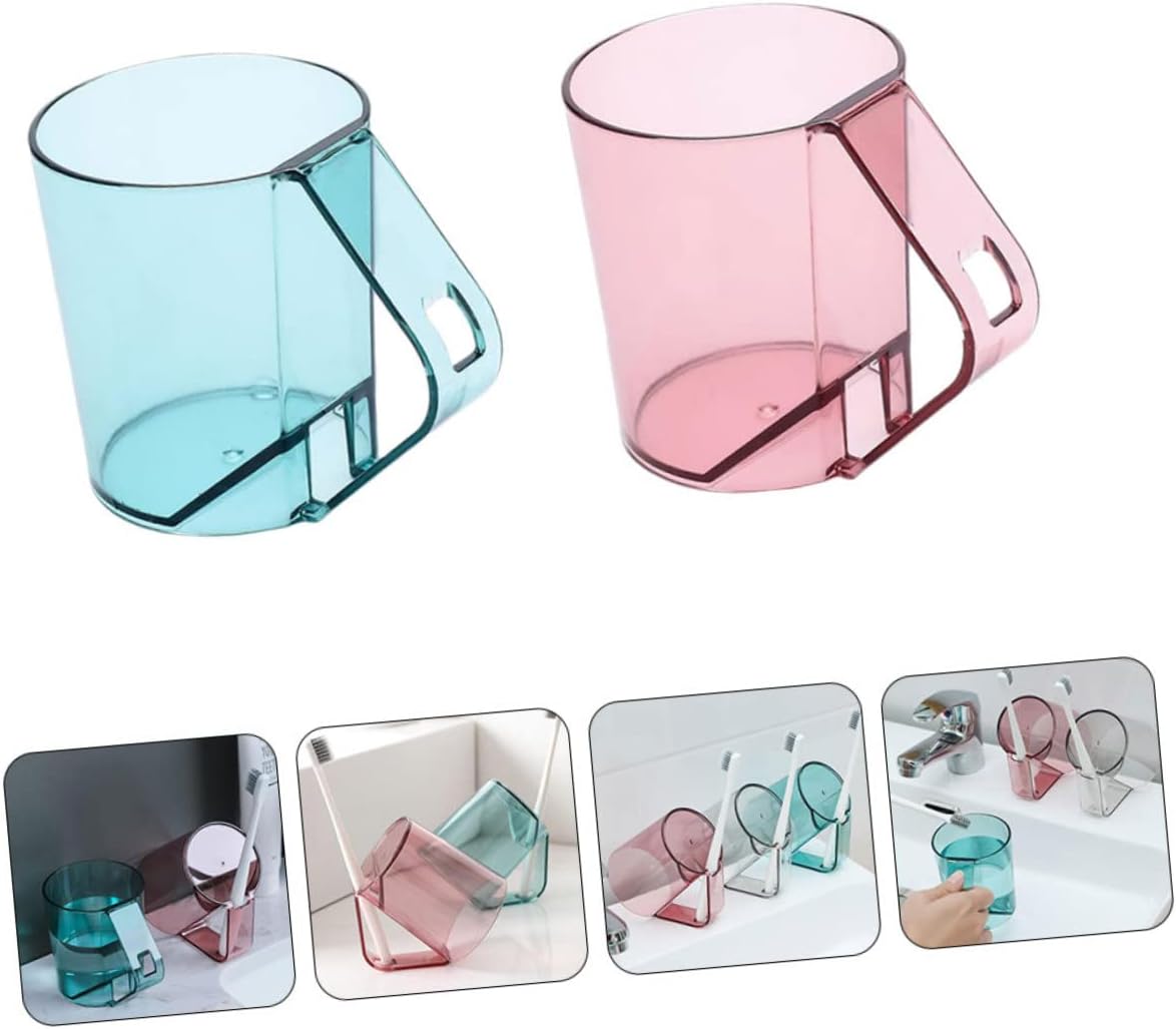Zerodeko 2Pcs Reusable Toothbrush Cup with Non-Slip Handle