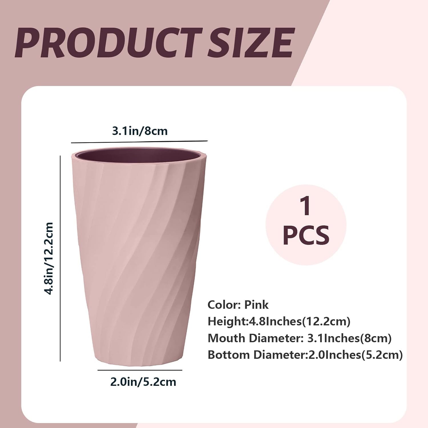 Unbreakable Bathroom Tumbler Cup - Pink