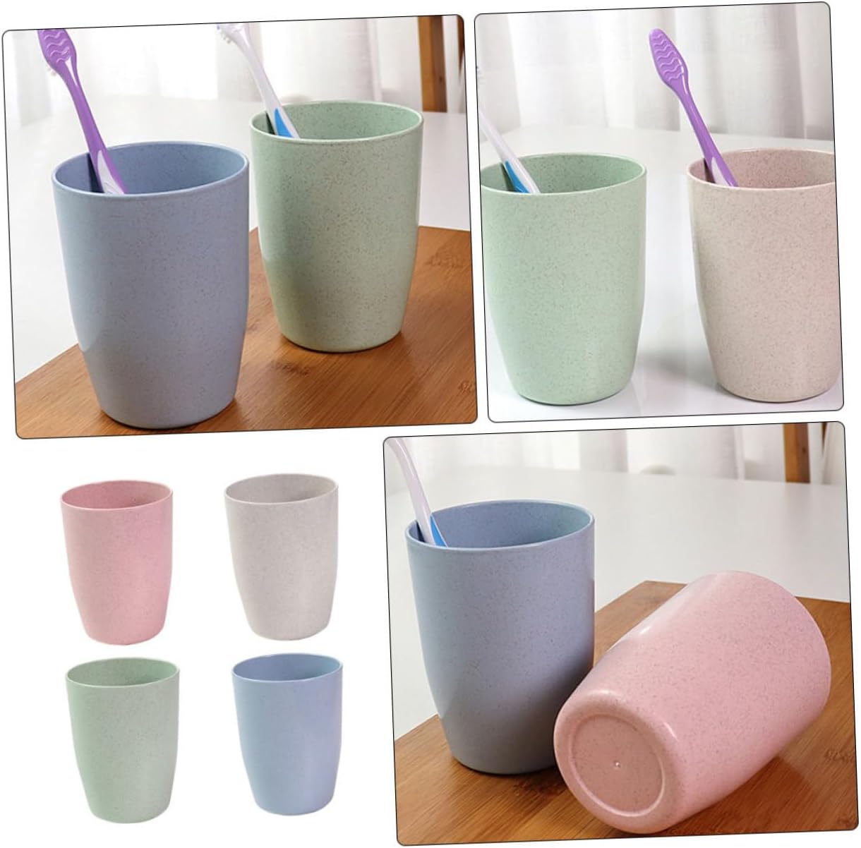OHPHCALL Mouth Wash Cups 4 Pack Straw Tumbler for Bathroom
