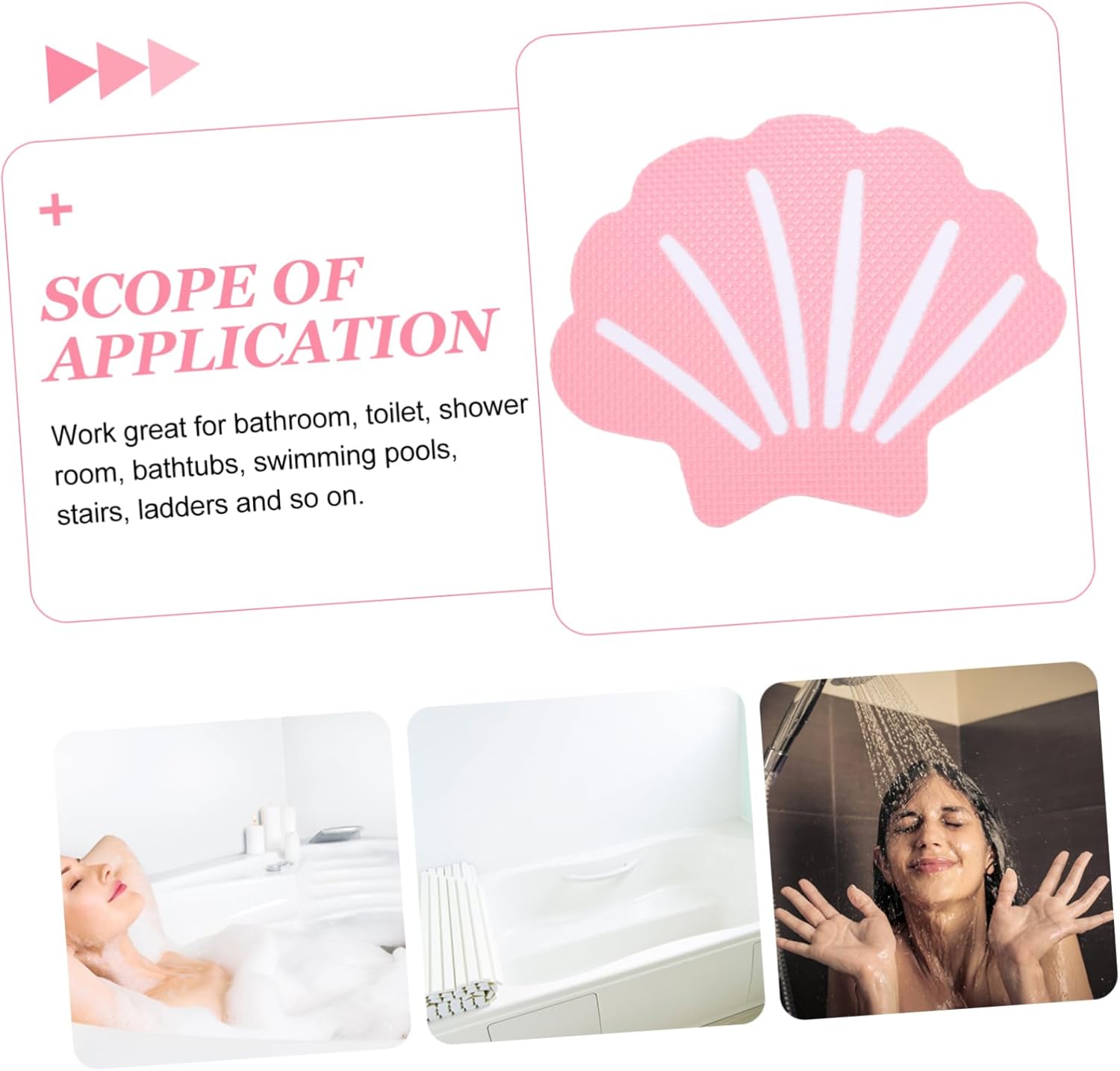 VOSAREA 12Pcs Shell Design Non-Slip Tub Stickers