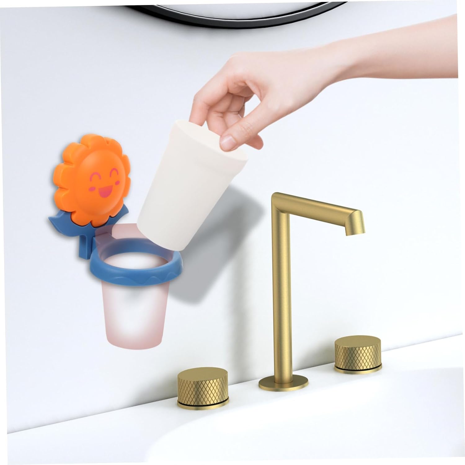 LIFKOME Cartoon Toothbrush Cup Rack Wall-Mounted Organizer 1