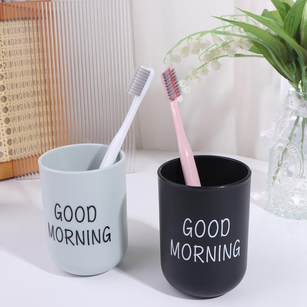 Portable Plastic Toothbrush Holder with Cup Storage - Green
