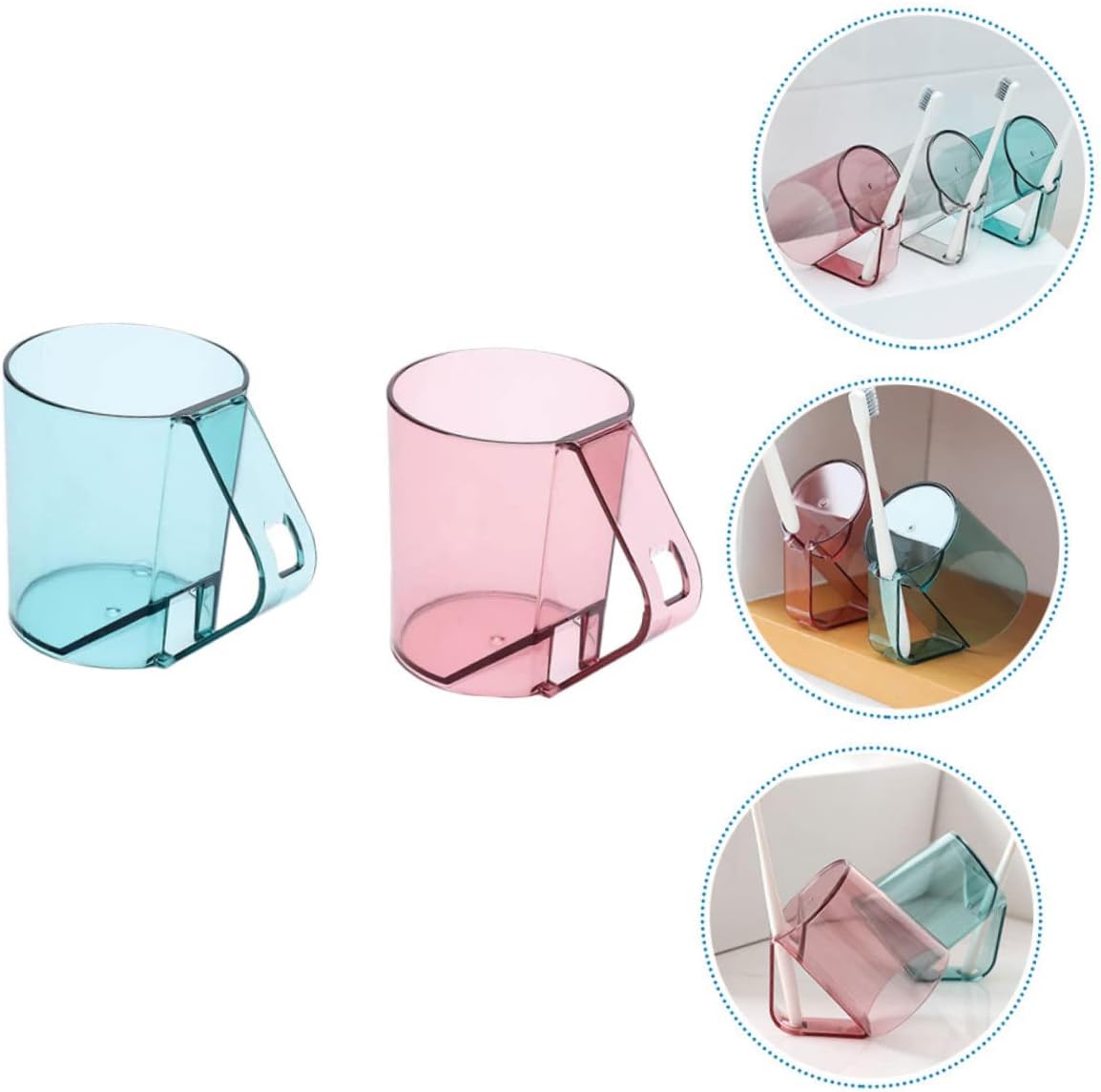 Zerodeko 2Pcs Reusable Toothbrush Cup with Non-Slip Handle