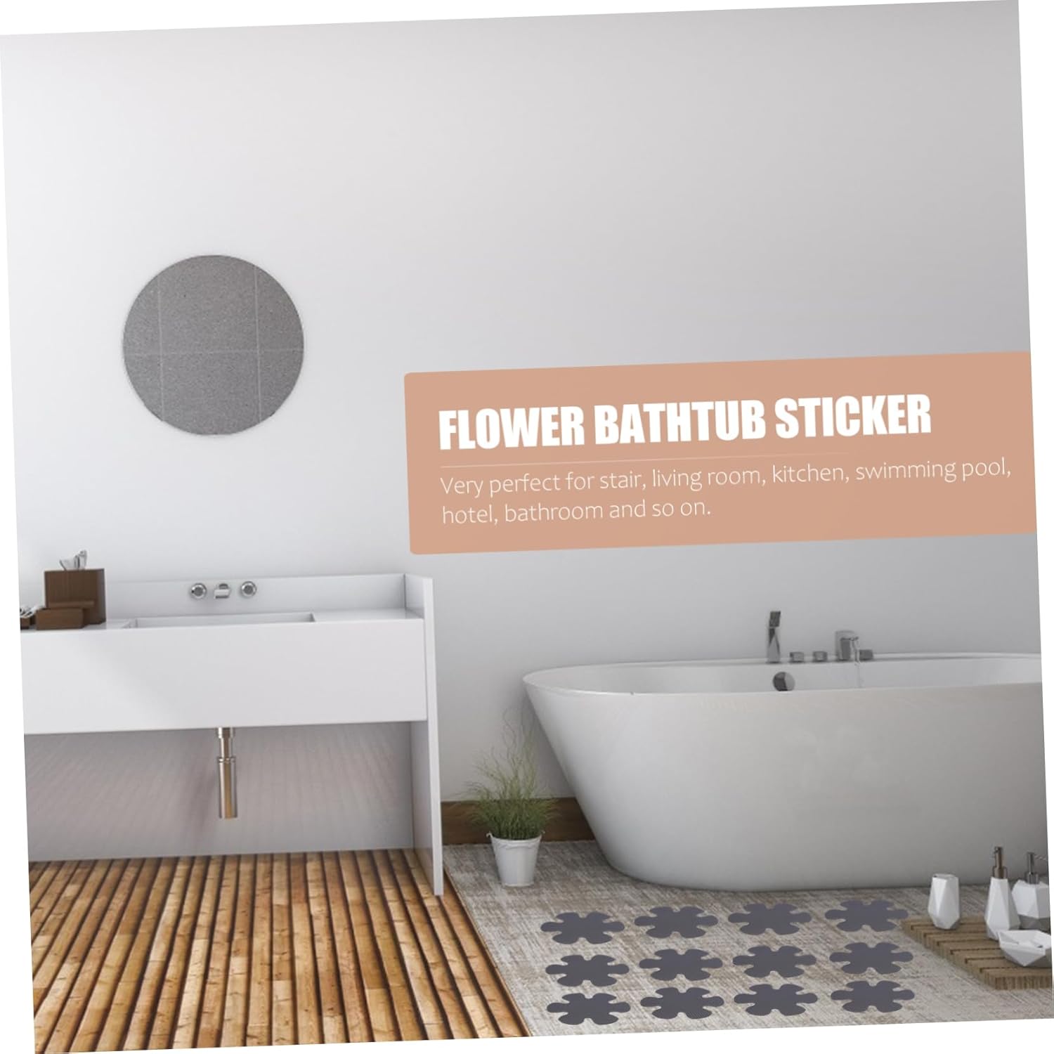Non-Slip Flower Bathtub Stickers 20pcs Peva Bath Safety Decals