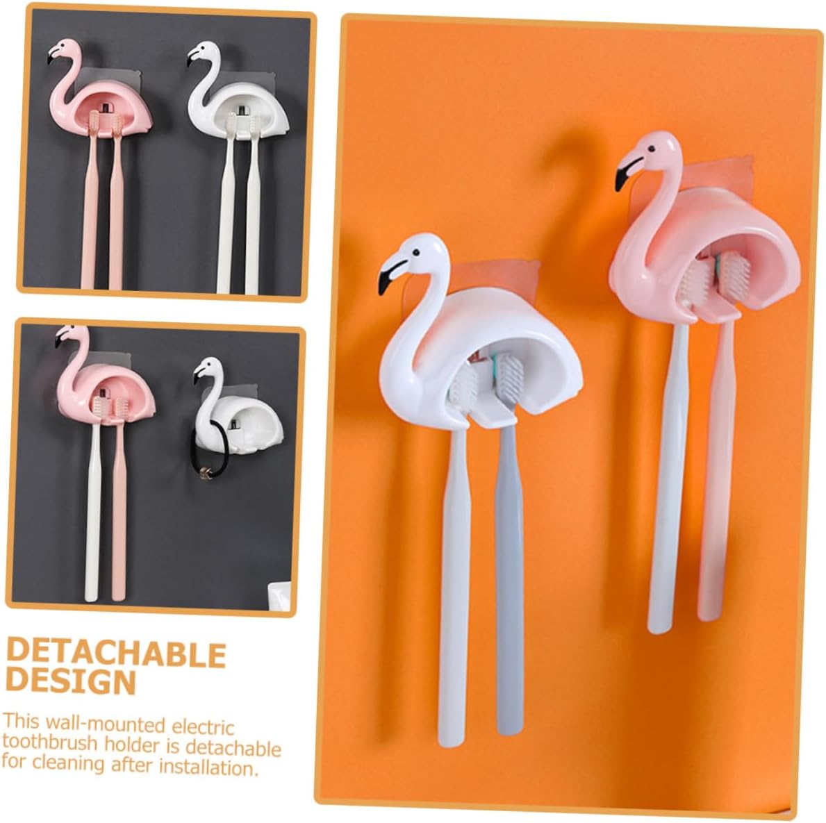 Homoyoyo Pink Flamingo Electric Toothbrush Wall Mount Holder 1