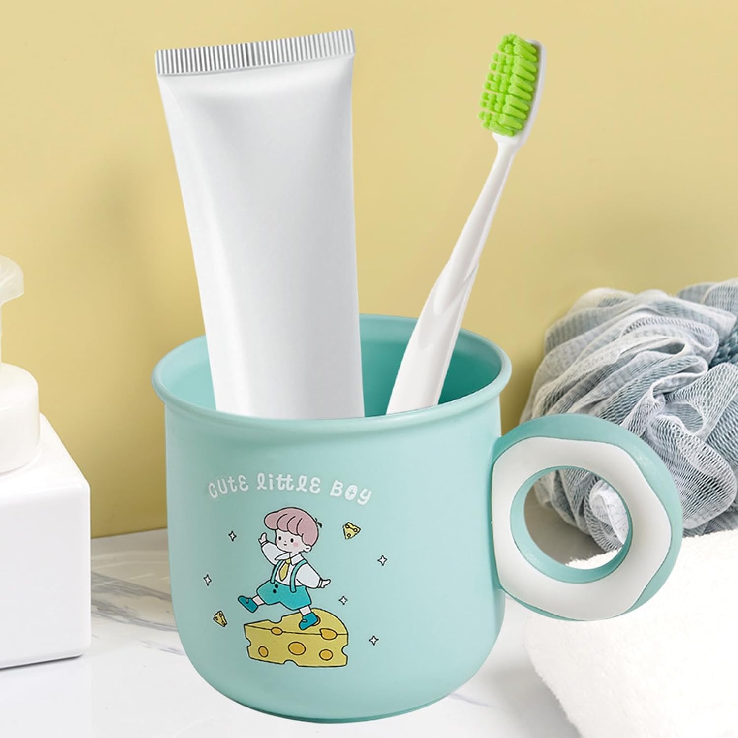 Cute Kawaii Toothbrush Holder with Donut Handle Blue