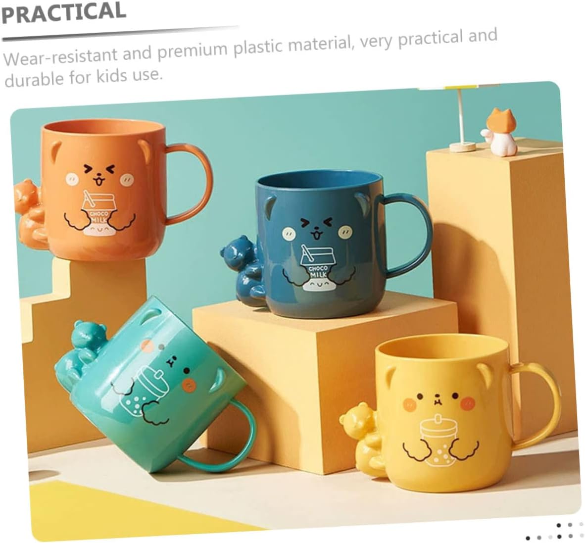 Cabilock Cartoon Toothbrush Cup with Bear Design 2Pcs