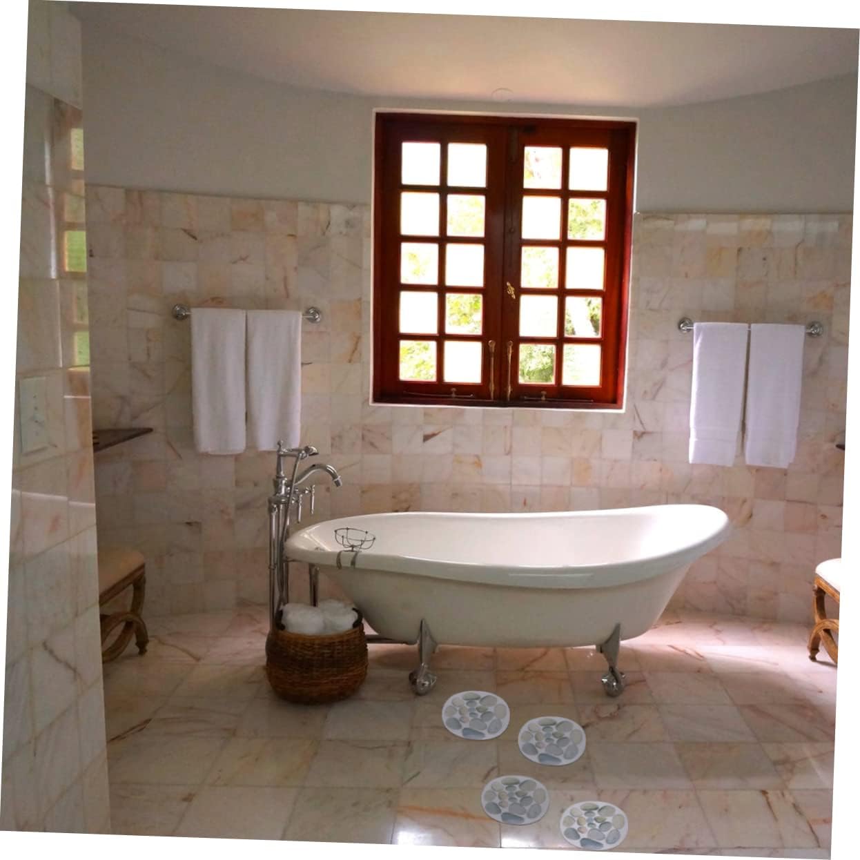 4PCS Anti-Slip Bathroom Stickers with Stone Pattern