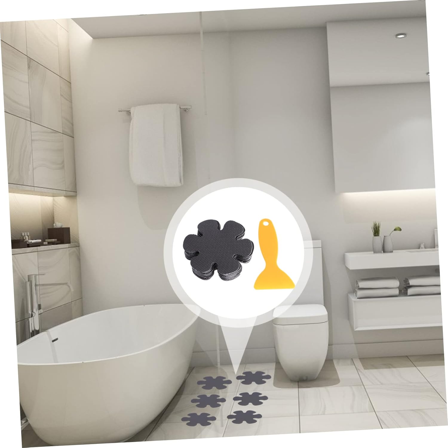 20pcs Flower Shaped Non-Slip Bath Stickers for Bathtub and Shower