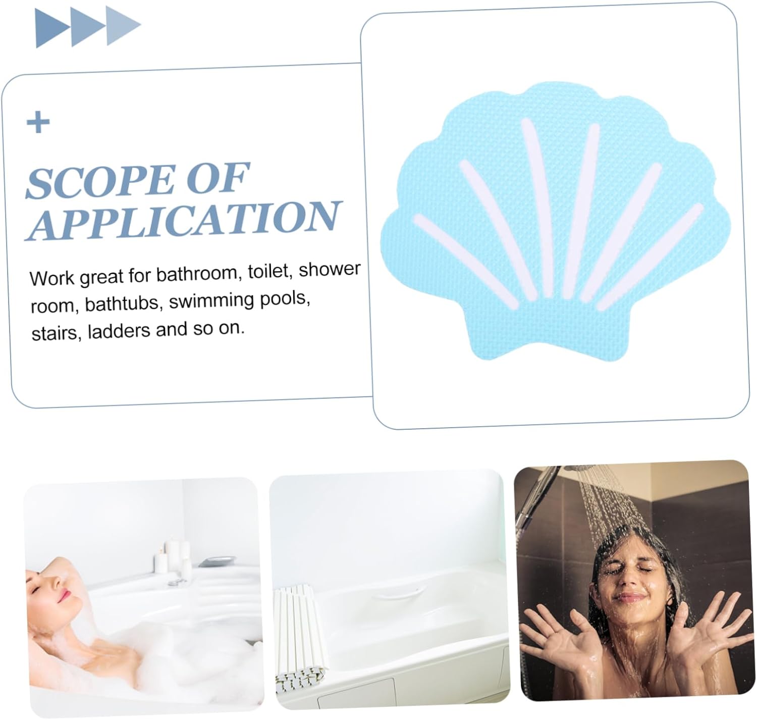 JECOMPRIS 12Pcs Shell Shape Non-Slip Bathroom Decals