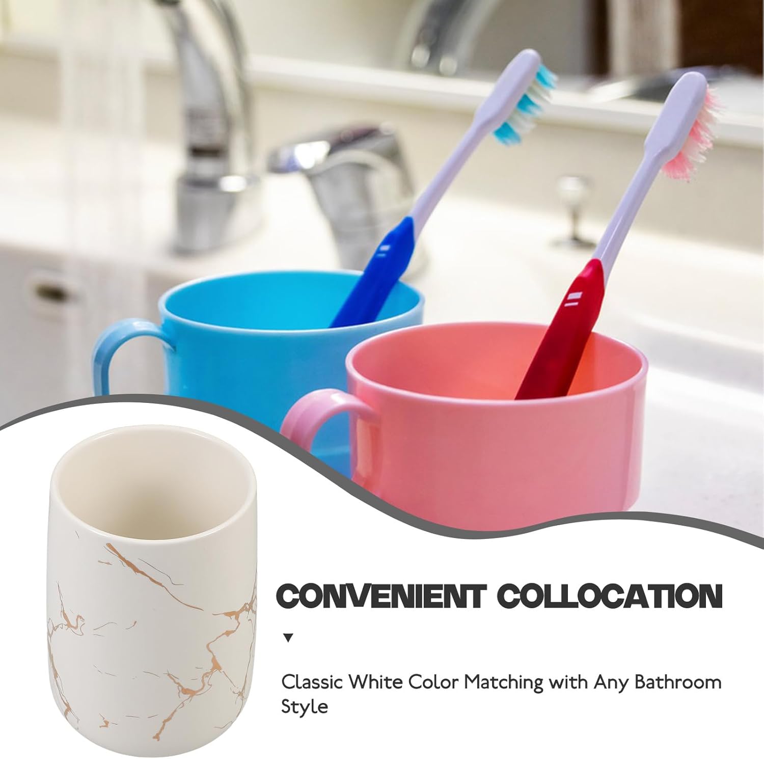 Cabilock Marble Pattern Toothbrush Holder Cup