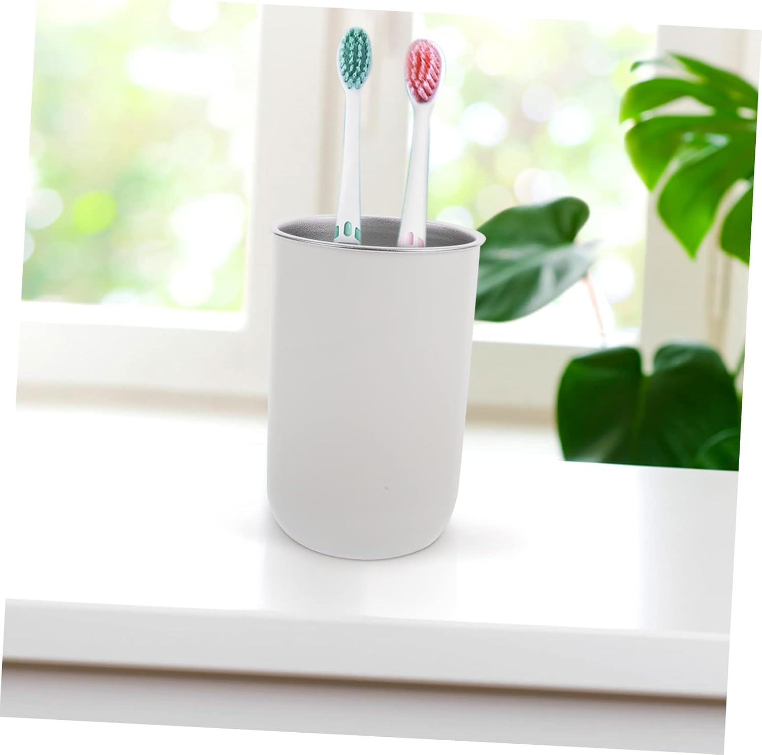 HOOTNEE 2pcs Stainless Steel Toothbrush Cup Set