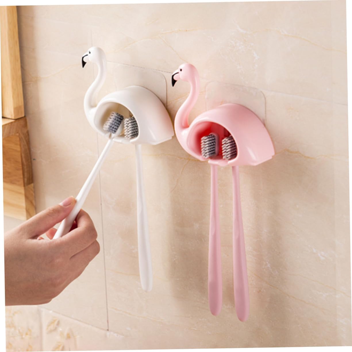 Flamingo Toothbrush Holder Wall Mount Storage Rack