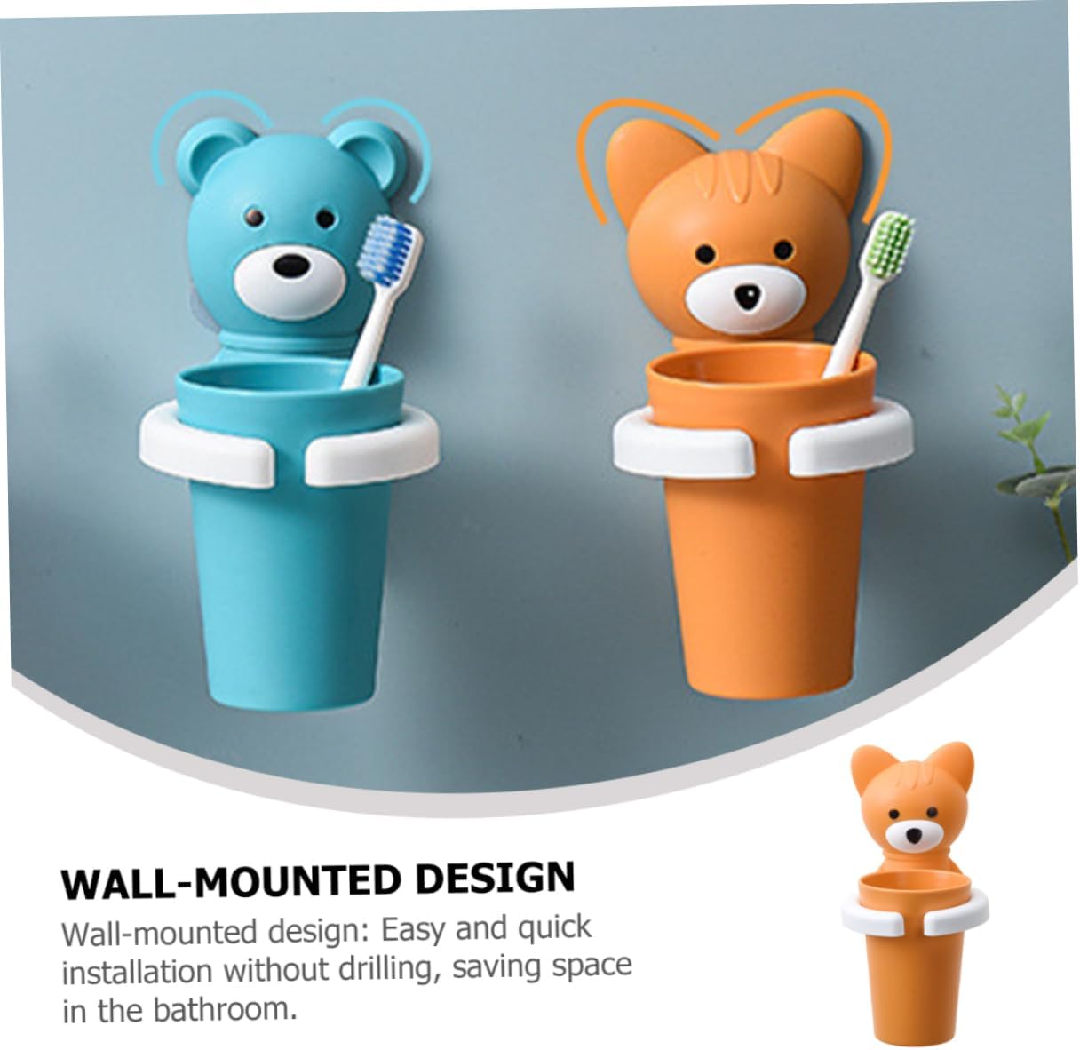 Wall Mounted Toothbrush Holder with Fox Design