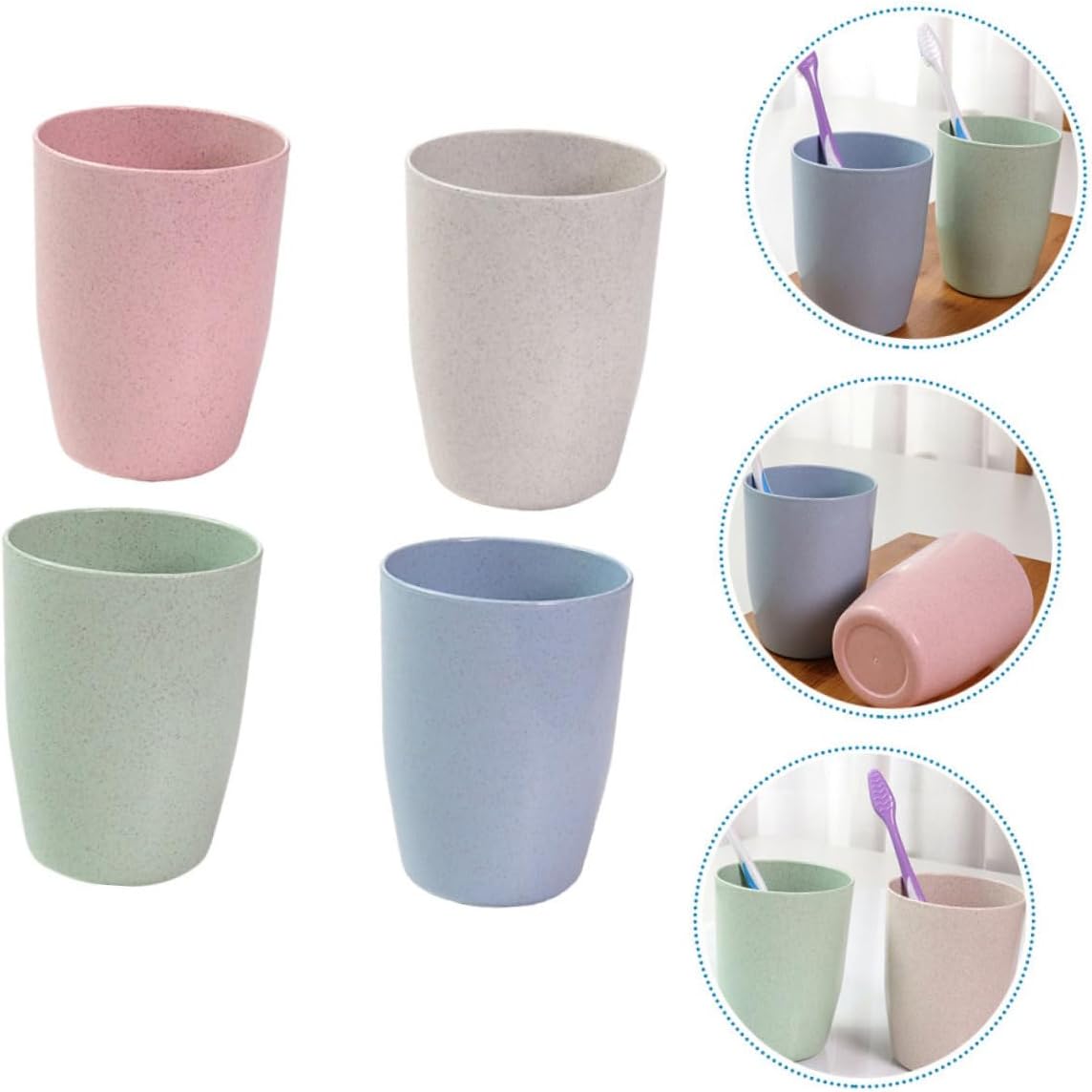 OHPHCALL Mouth Wash Cups 4 Pack Straw Tumbler for Bathroom