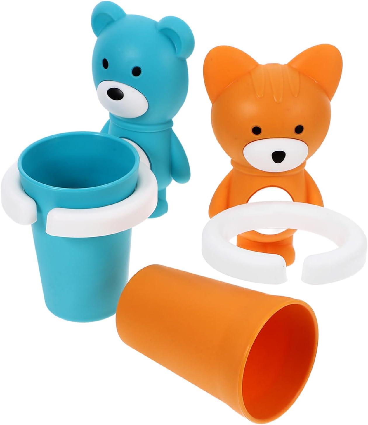 WOONEKY 2sets Cartoon Toothbrush Cup Holder Wall-Mounted Organizer 1