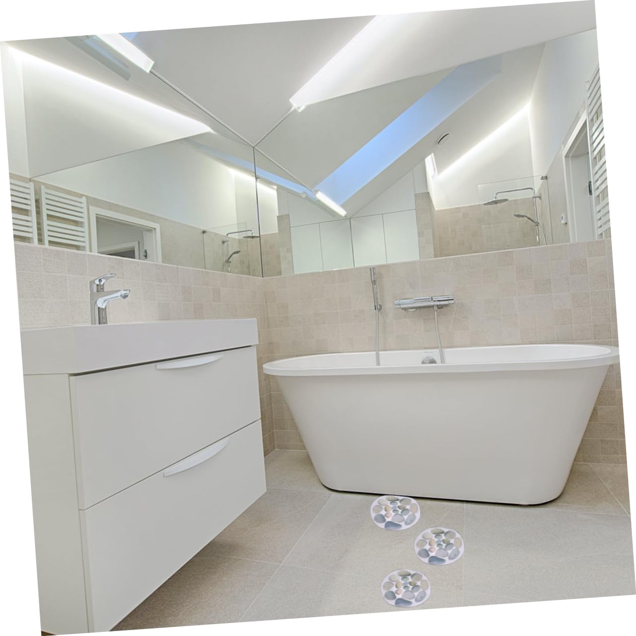 4PCS Anti-Slip Bathroom Stickers with Stone Pattern