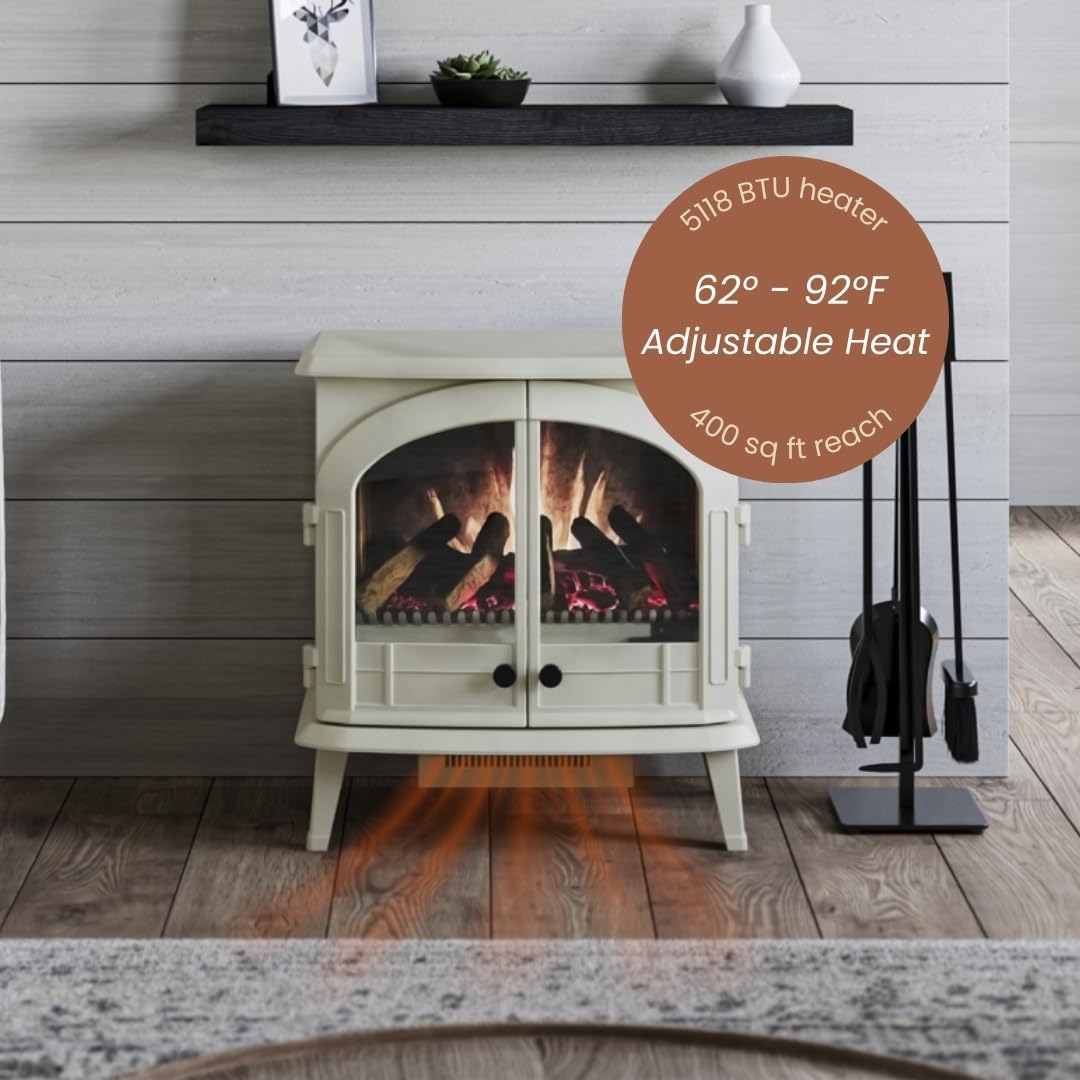 Modern Ember Harlowe Electric Fireplace in Cream