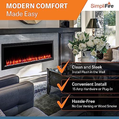 SimpliFire 60-Inch Allusion Platinum Electric Fireplace