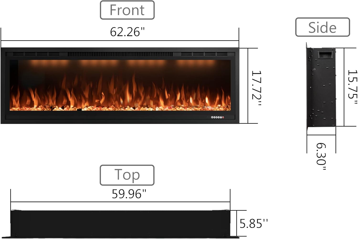 RODALFLAME 60 Electric Fireplace Insert with WiFi App Control