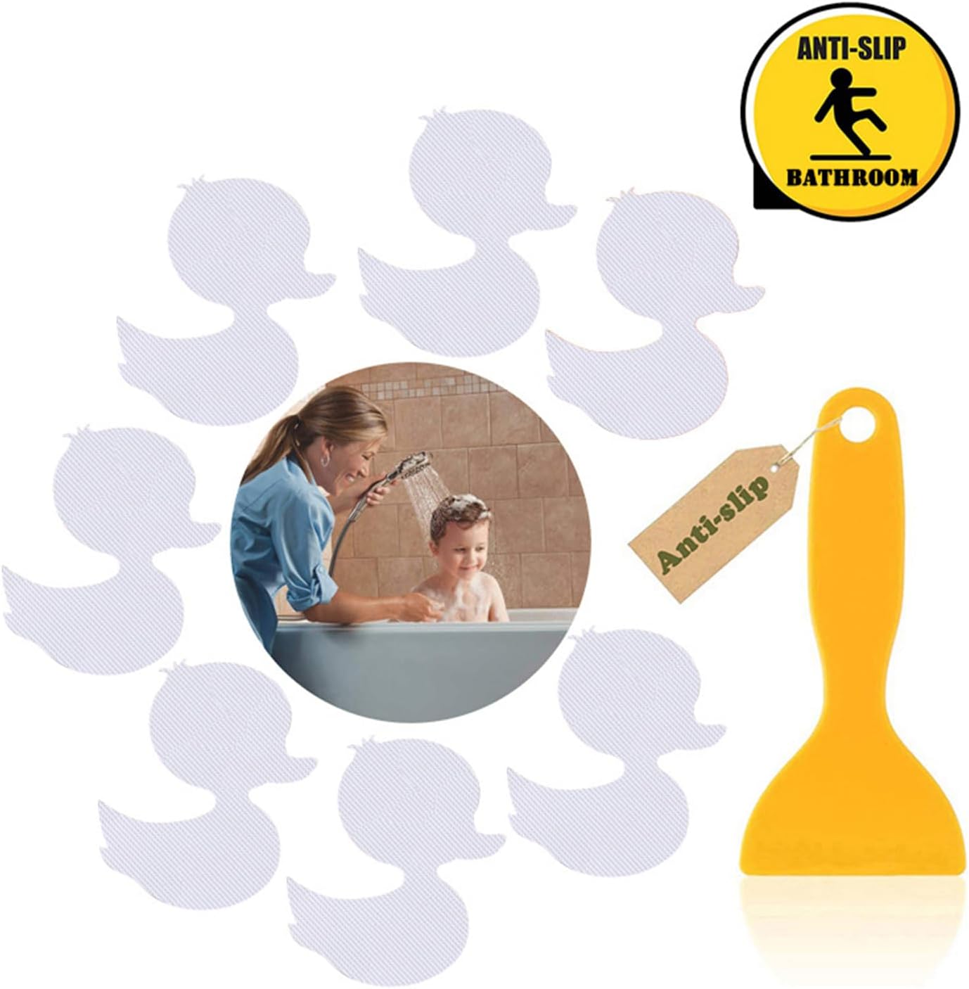 12pcs Anti-Slip Duck Shape Bathtub Sticker Mats