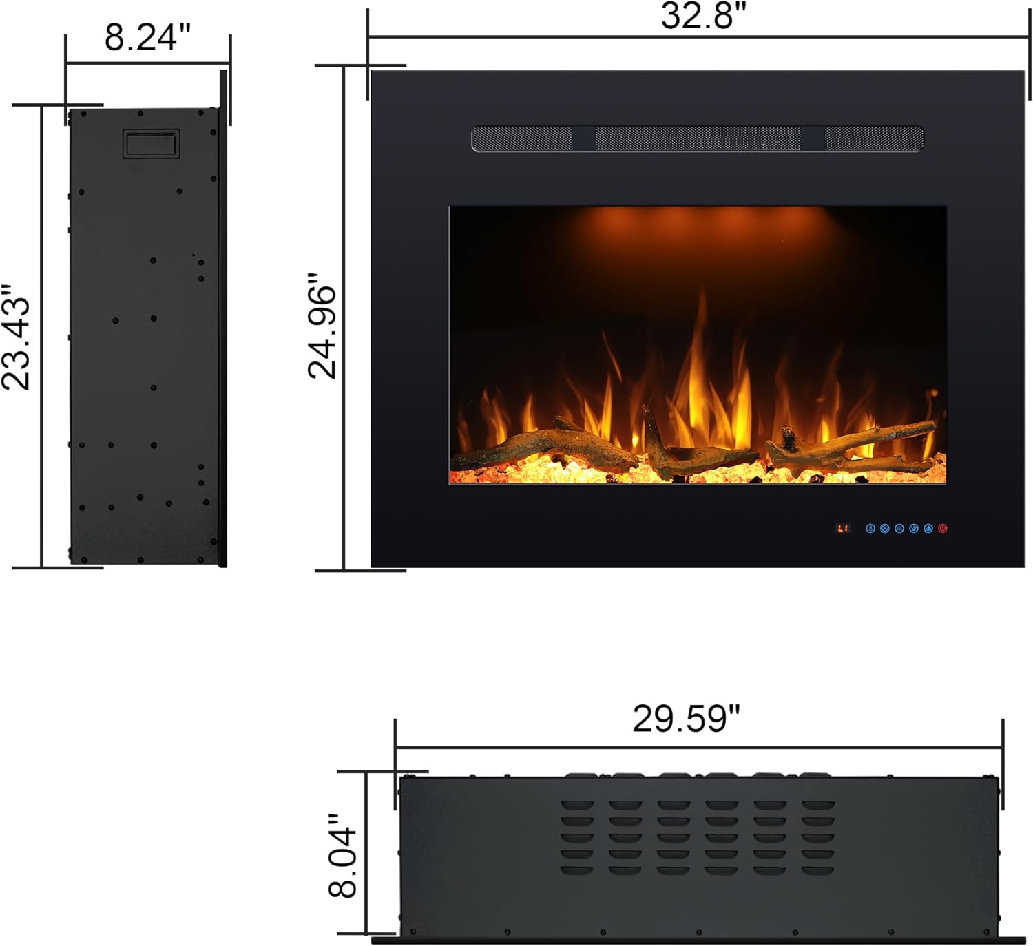 PRISMASTER 2959 Electric Fireplace Insert with Adjustable Flames 1