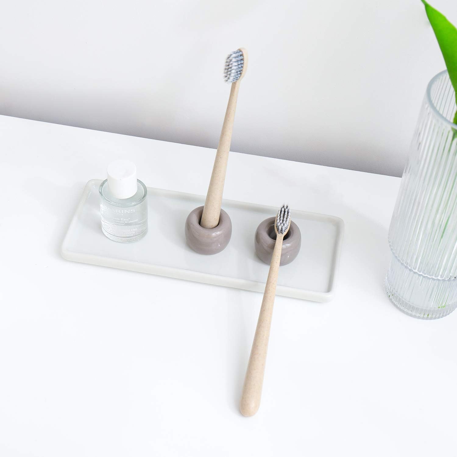 Airmoon Mini Ceramic Toothbrush Holder Stand Pack of 2