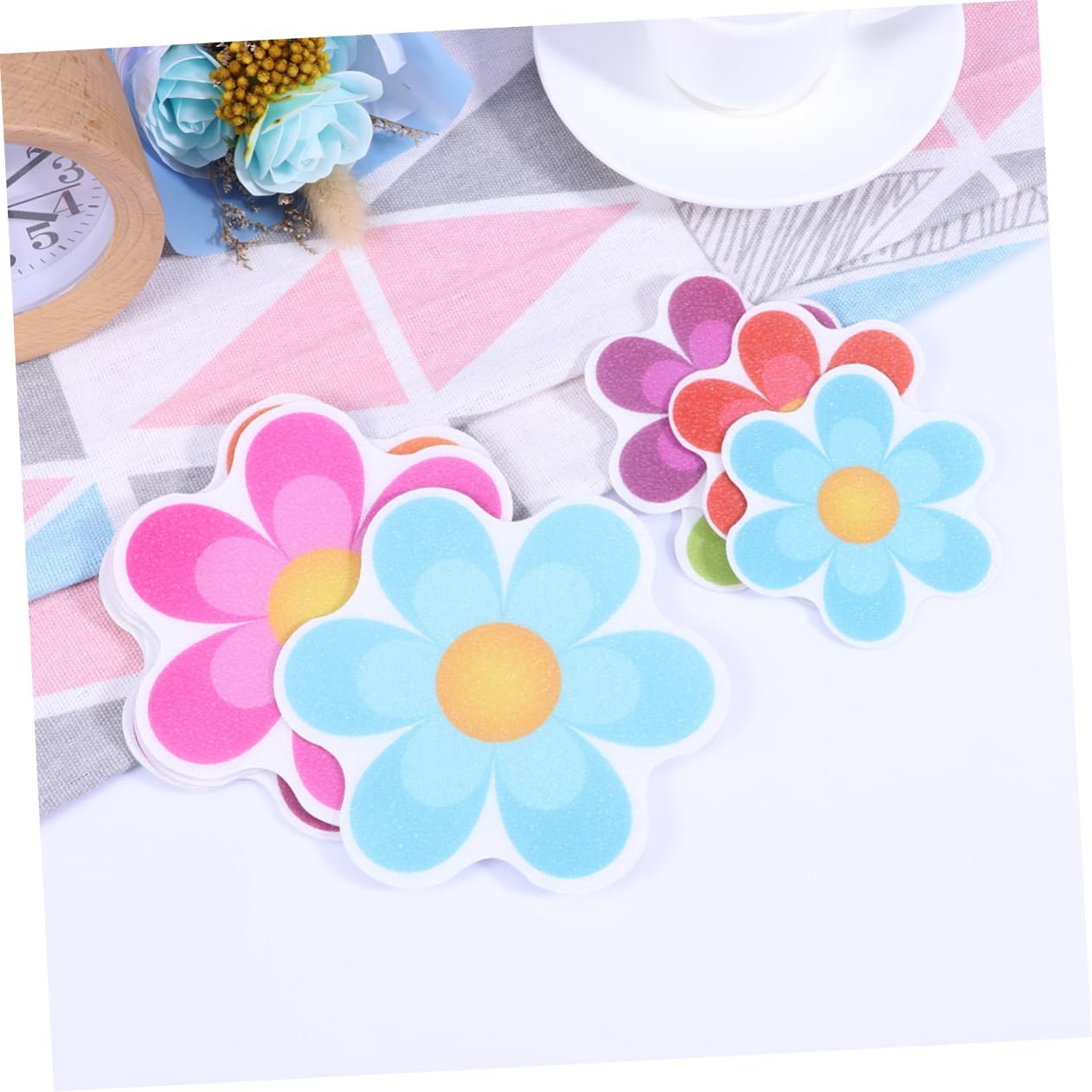 PRETYZOOM 10Pcs Colorful Flower Bath Non-Slip Stickers