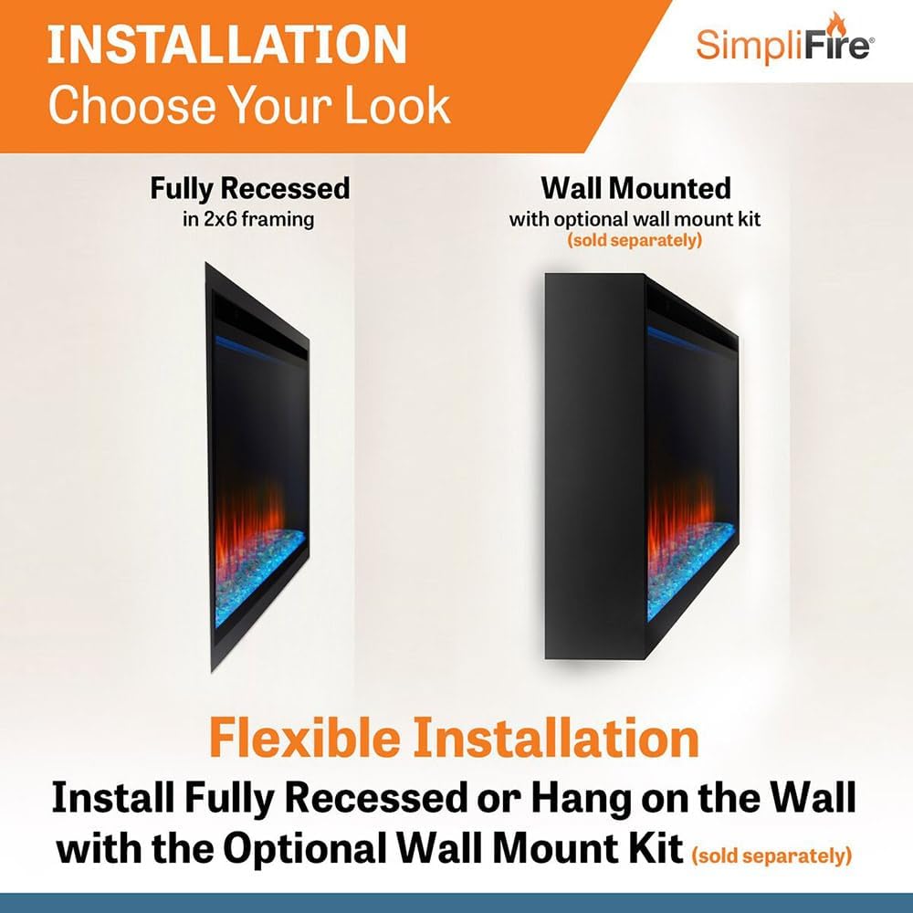 SimpliFire 70-Inch Allusion Platinum Electric Fireplace