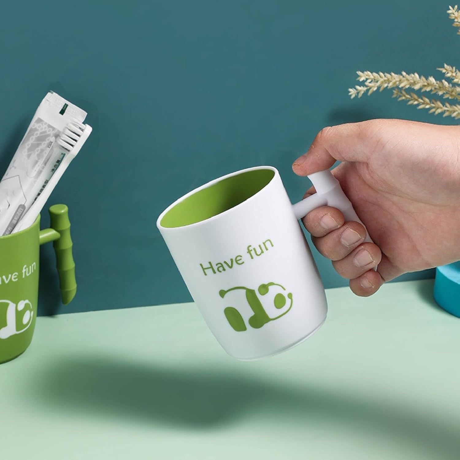 Creative Panda Toothbrush Cup with 14oz Capacity
