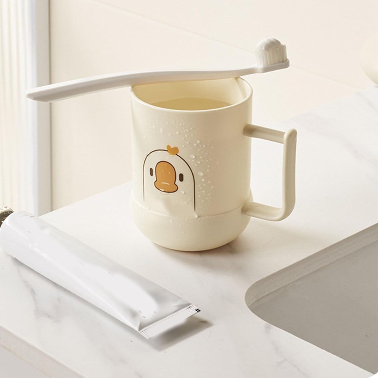 Cute Cartoon Toothbrush Cup with Toothpaste Holder