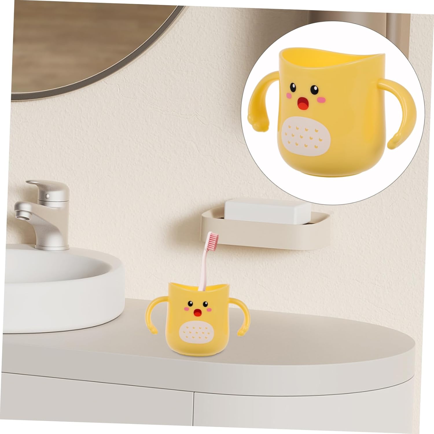 Durable Kids Toothbrush Holder Cartoon Design Bathroom Mug