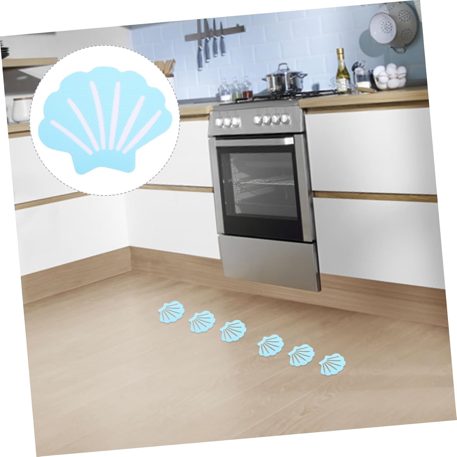 JECOMPRIS 12Pcs Shell Shape Non-Slip Bathroom Decals