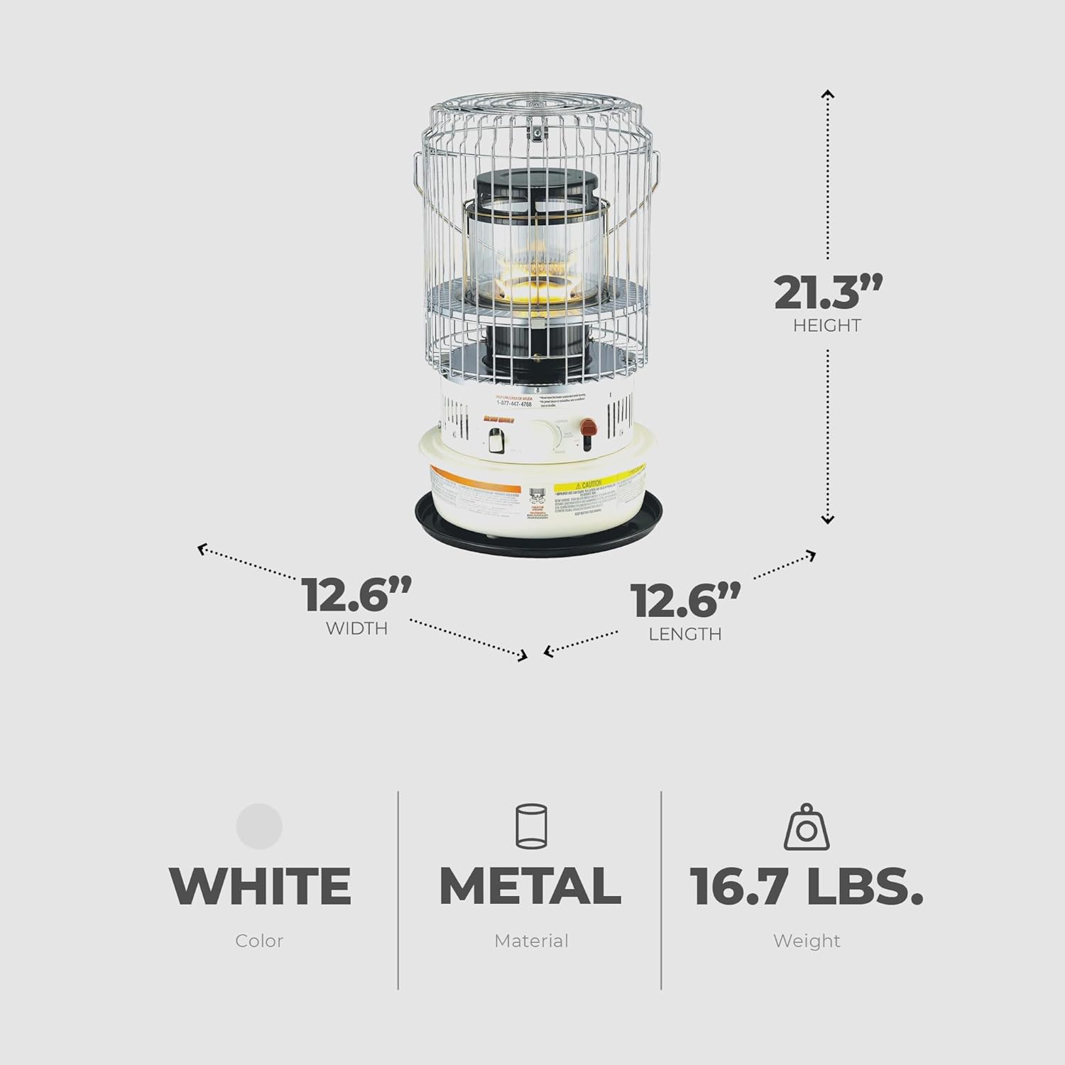 Kero World Kerosene Heater with Chimney Compact and Portable White