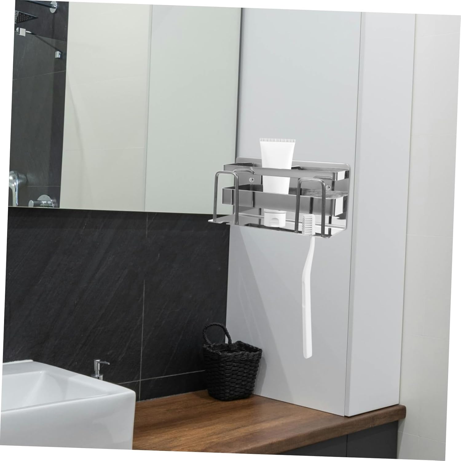 Hoement Metal Toothbrush Holder Wall Mount No Drill