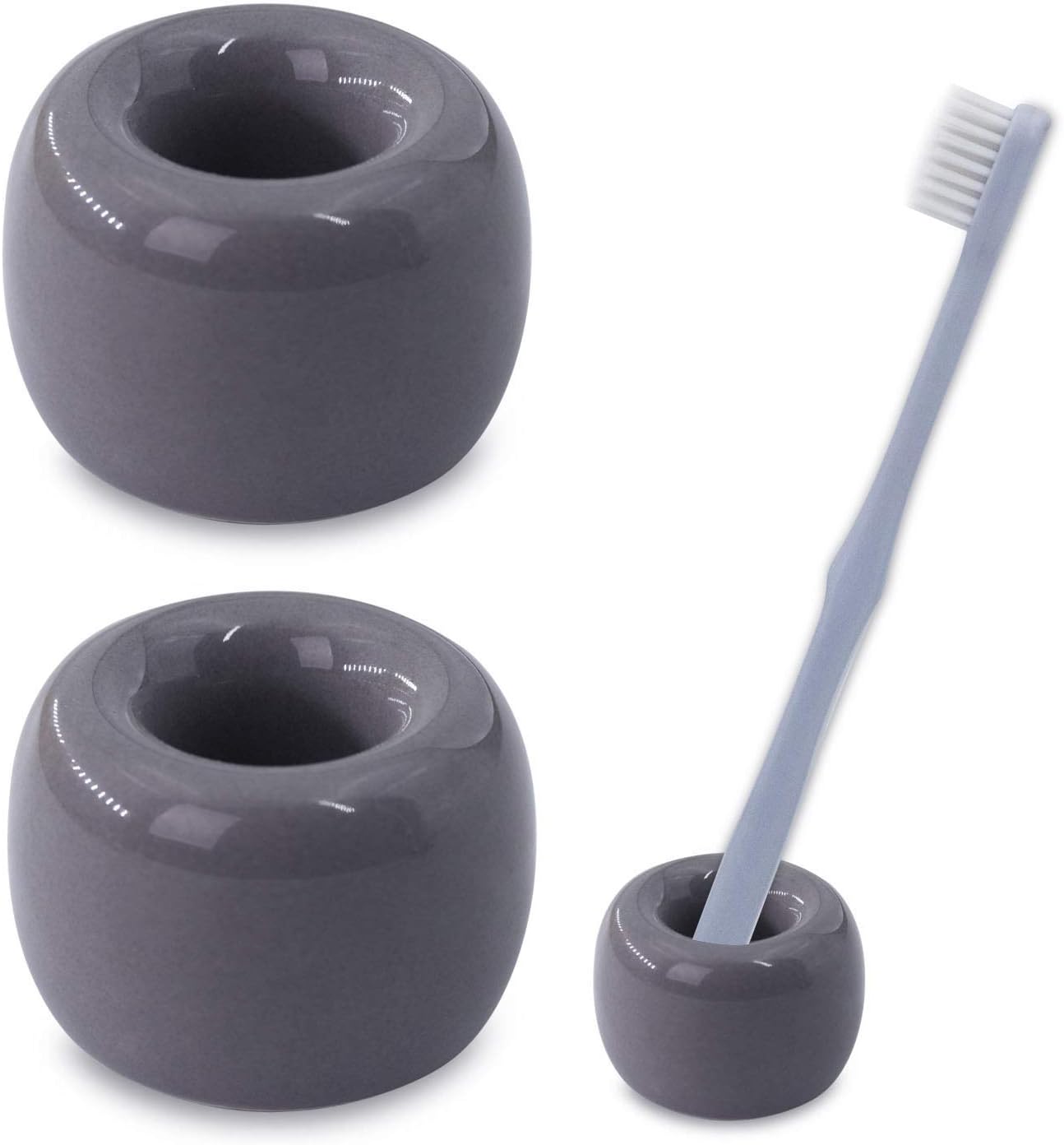 Airmoon Mini Ceramic Toothbrush Holder Stand Pack of 2