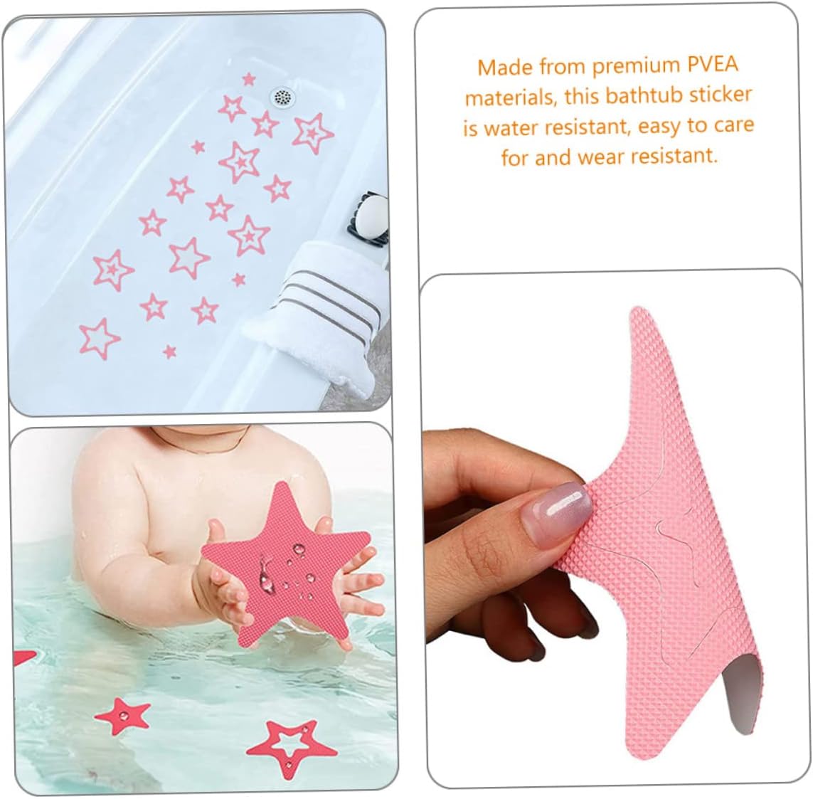 HAKIDZEL 12 Pcs Anti-Slip Star Pattern Bathtub Stickers