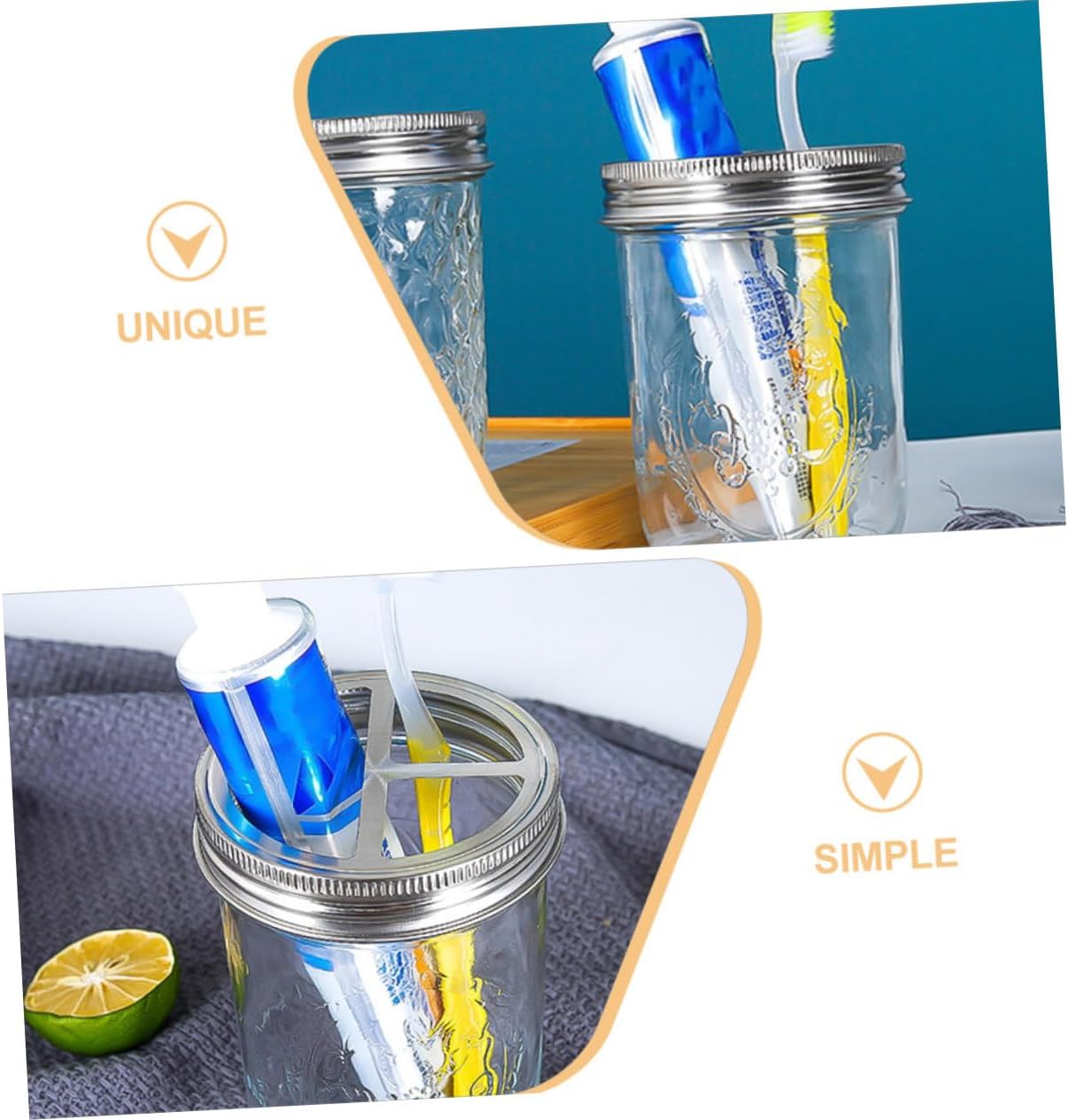 BUGUUYO 5Pcs Wide Mouth Jar Toothbrush Holder Lid