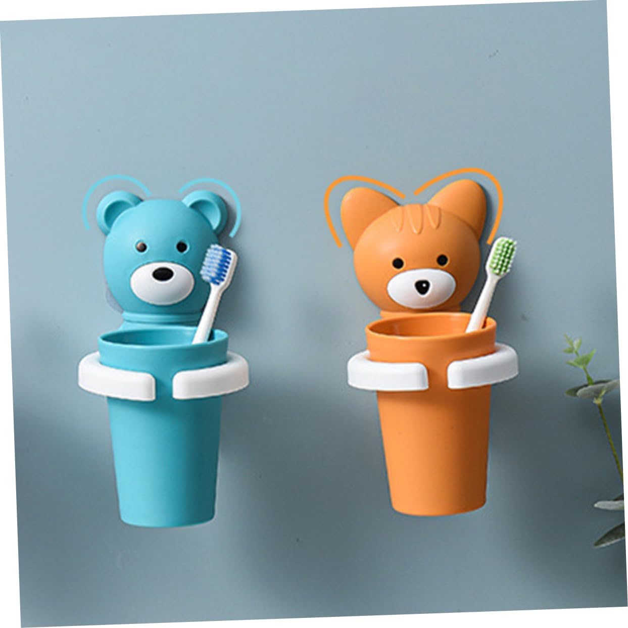 PACKOVE Wall-Mount Cartoon Toothbrush Holder Organizer
